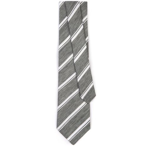 Bigi Cotton Silk Linen Stripe Tie: Green