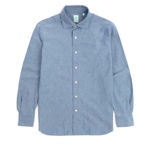 Finamore Gaeta Classic Cotton Luigi Sport Shirt: Chambray