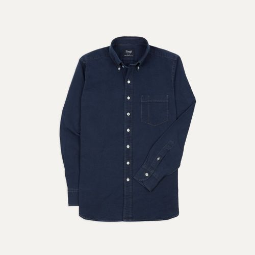 Dark Blue Cotton Chambray Button-Down Shirt