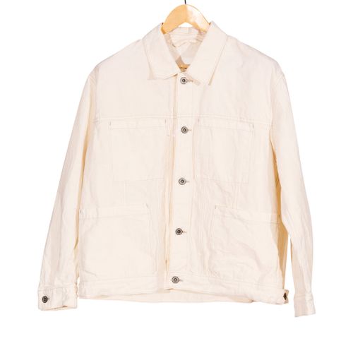 9oz Canvas Denim Short Jacket Off White Cotton Blend