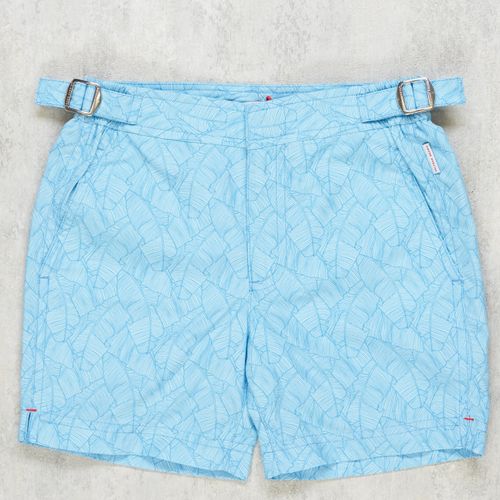 Orlebar Brown Boy's Blue Russell Mid Length Palm Print Bay Swim Short (NOS)