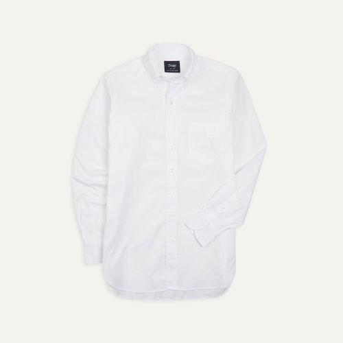 White Pinpoint Oxford Cotton Cloth Button-Down Shirt