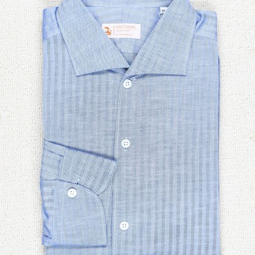 The Armoury Blue Herringbone Cotton Holiday Shirt (NOS)