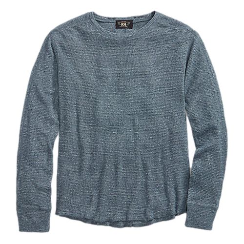 Waffle-Knit Crewneck Blue Heather