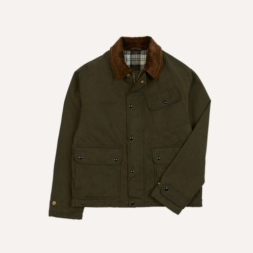 Green Waxed Cotton Wader Jacket with Blanket Lining