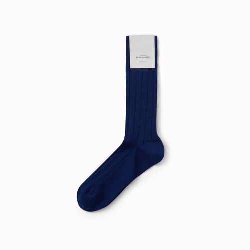 SOCKS Wide Rib Wool Blue Blue