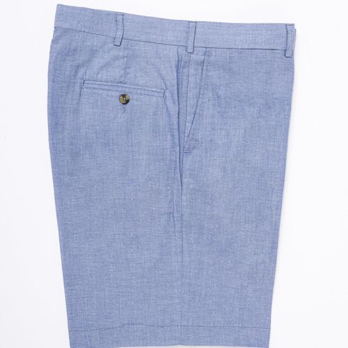 Cotton Chambray Shorts - Blue