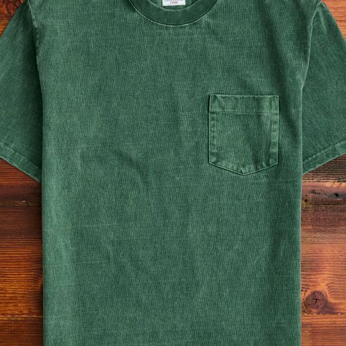 Heavyweight Pigment Dye Pocket T-Shirt in Faded Green