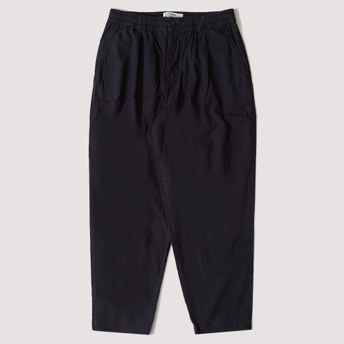 Pleated Track Pant - Navy Seersucker