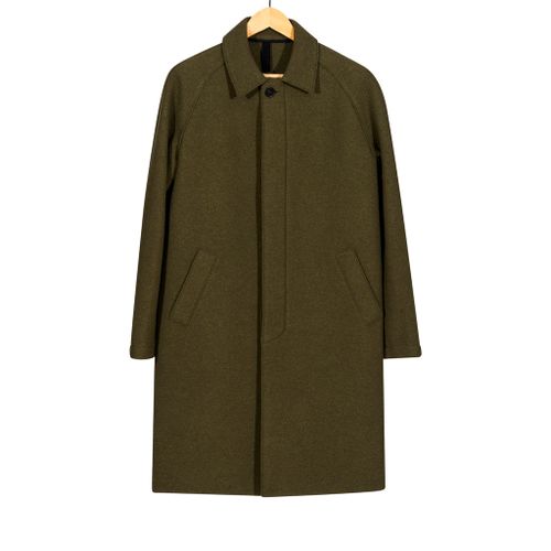 Fly Front Raglan Coat Boiled Wool Hunting Green