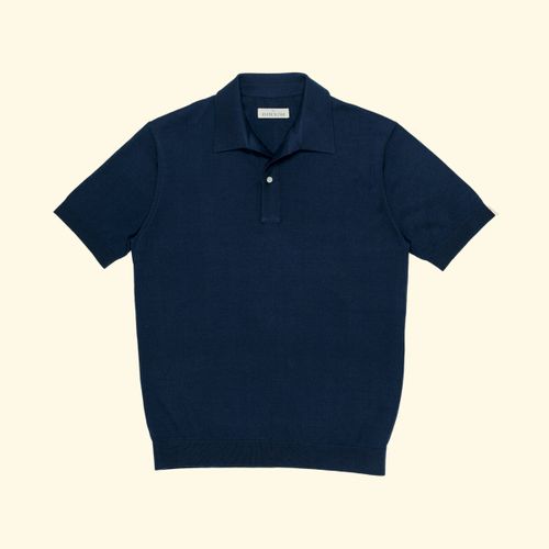 Superfine Knitted Short Sleeve Polo - Club NavySuperfine Knitted Short Sleeve Polo - Club Navy