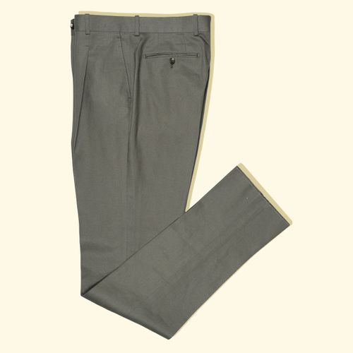 Linen/Cotton Twill Pleated Trousers - SageLinen/Cotton Twill Pleated Trousers - Sage