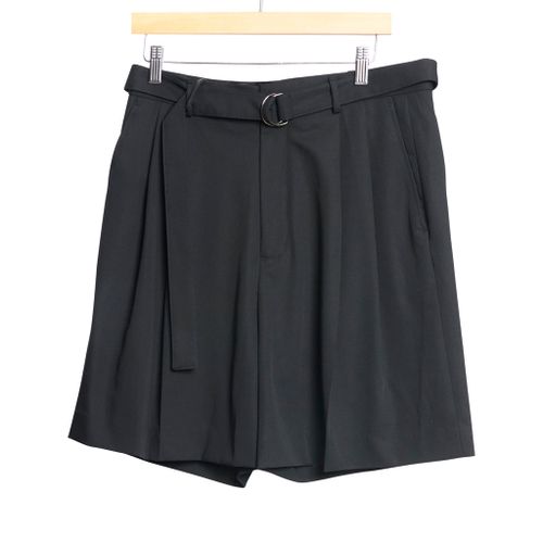 Marshall Double Pleated Belted Wide Leg Short Black