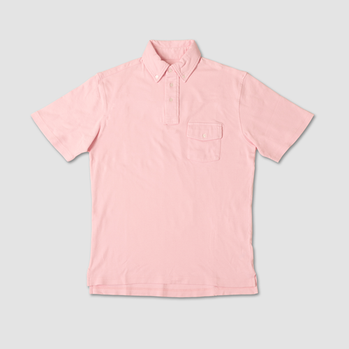 Button Down Collar Polo Shirt- Pink