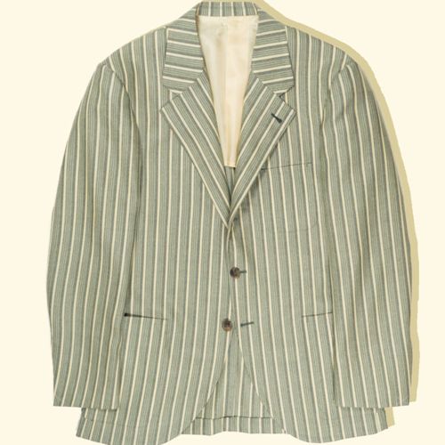 Wool Blazer - Pale Green/Yellow Boating StripesWool Blazer - Pale Green/Yellow Boating Stripes