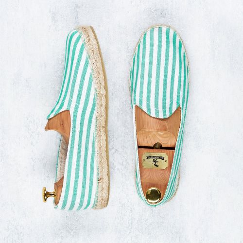 Drake's Green and White Stripe Canvas Espadrilles (NOS)