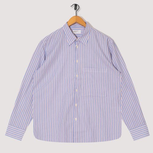 Square Pocket Shirt - Blue/Orange Busy Stripe