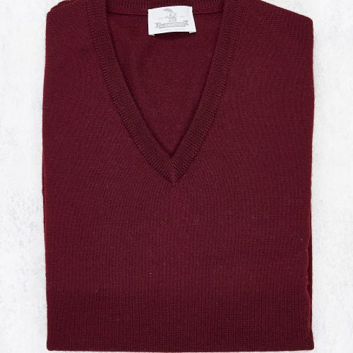 The Armoury Burgundy Merino V Neck Sweater (NOS)