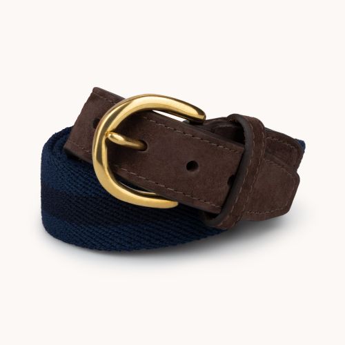 Webbed Canvas Suede Belt - Dark Blue / Navy