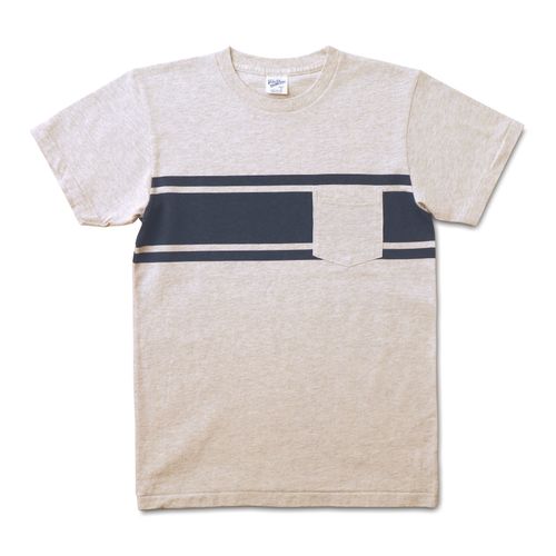 College Stripe Tee / Oatmeal/Navy