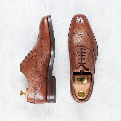 Carmina Rain 922 Tan Grain Wingtip Shoes (NOS)