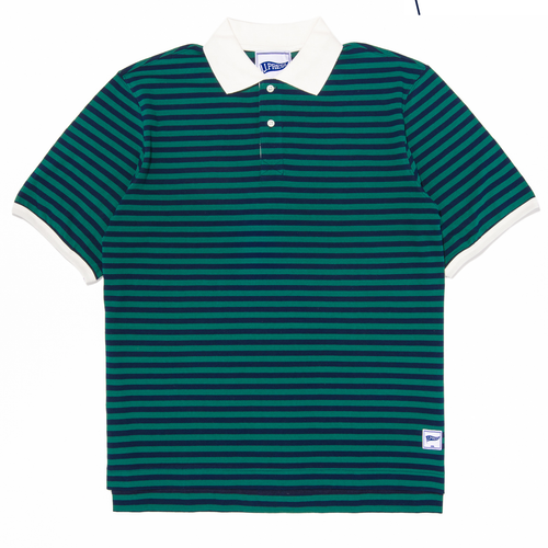 Stripe Interlock Polo Shirt - Navy/green