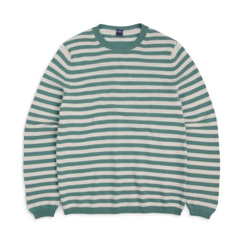 Fedeli Light Striped Cashmere Sweater: Green