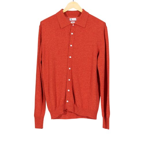 AARS Orange Knit Full Button Polo