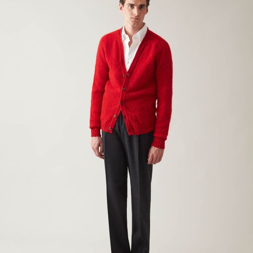 BRIAN Shaggy Cardigan Red Red