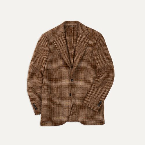 Mid Brown Prince of Wales Check Tweed Blazer