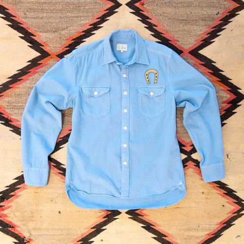 Horseshoe Chainstitched Herringbone Workshirt - Ox Blue