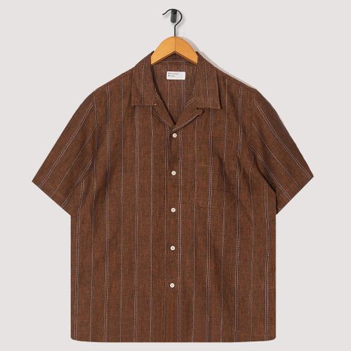 Road Shirt - Brown Stripe Linen