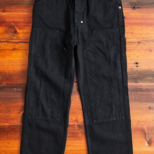 Double Knee Pants in Black Denim