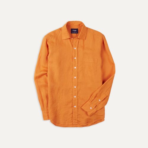 Yellow Linen Spread Collar Shirt