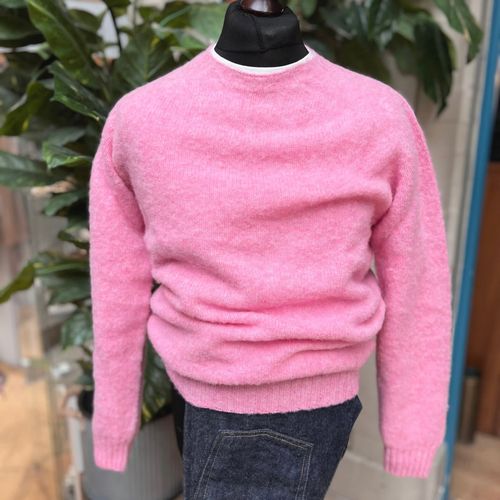 Harley Of Scotland Brushed Wool Crew Neck- Ballerina