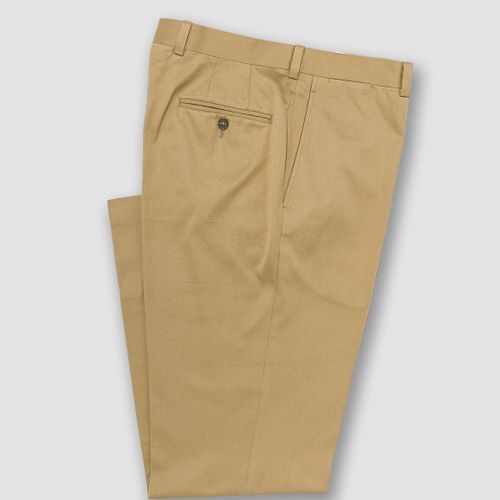 Dark Khaki Cotton Drill Cloth Trouser - Classic Fit