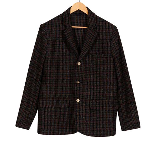 Casual Jacket Harris Tweed Wool Navy Houndstooth