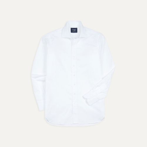 White Cotton Spread Collar Poplin Shirt