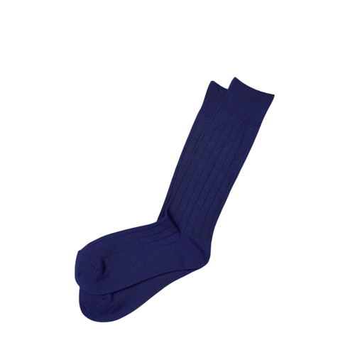 Enrich Bamboo Rib Crew Socks- Blue