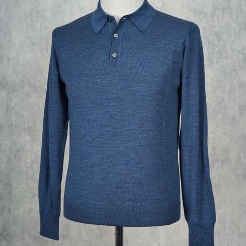 Ascot Chang Blue Extra-Fine Merino Wool Polo (NOS)