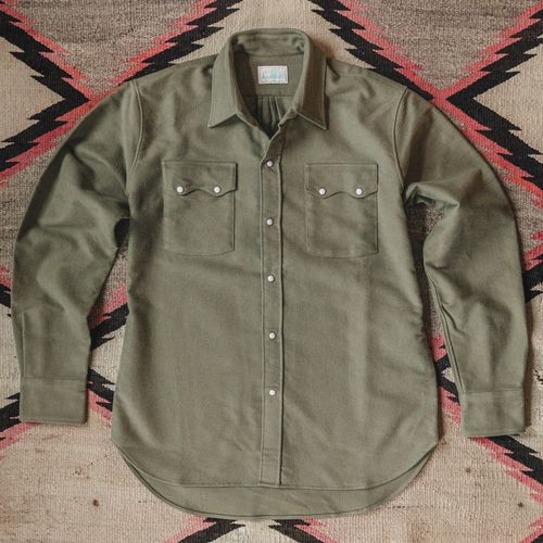 Moleskin Pearlsnap Shirt - Olive