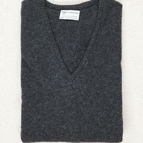 Man 1924 Dark Grey V-Neck Lambswool Sweater (Pre-Owned)