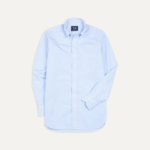 Light Blue Bengal Stripe Cotton Poplin Button-Down Shirt