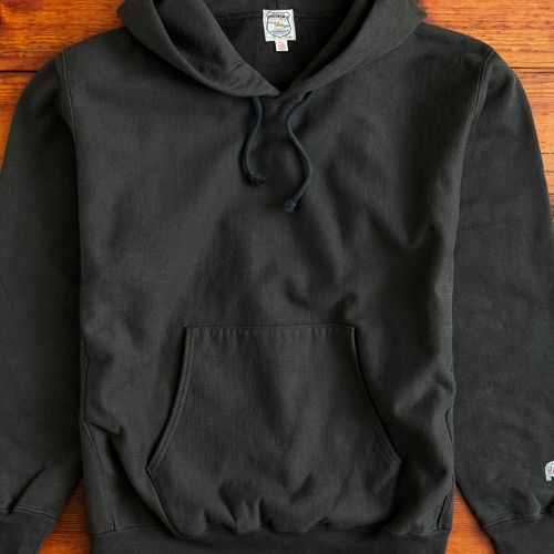 Reverse Weave Heavyweight Pullover Hoodie in Black