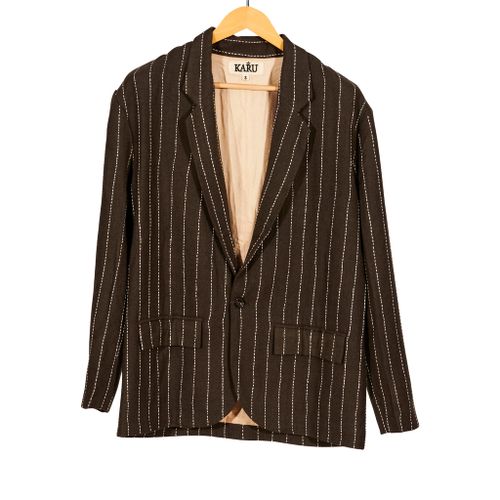 Single Breasted Wool Blazer Olive White