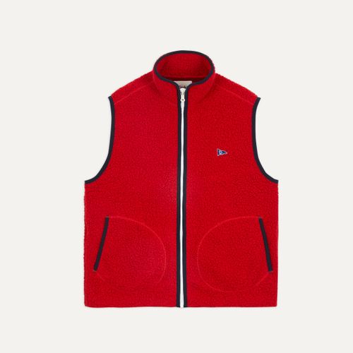 Red Boucle Wool Zip Fleece Vest