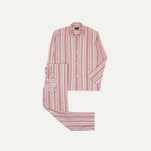 Red and White Stripe Linen Pyjama Set