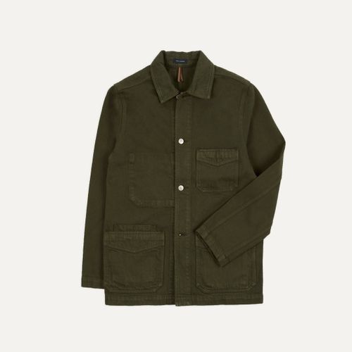 Green Heavy Twill Cotton Five-Pocket Chore Jacket