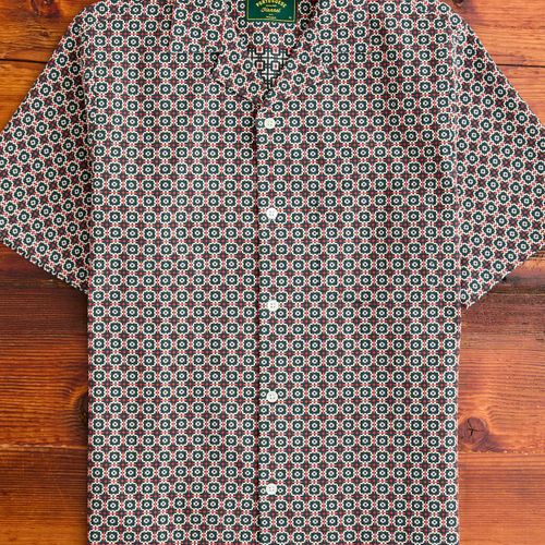 Portuguese Tile Button-Up Shirt in Green Orange