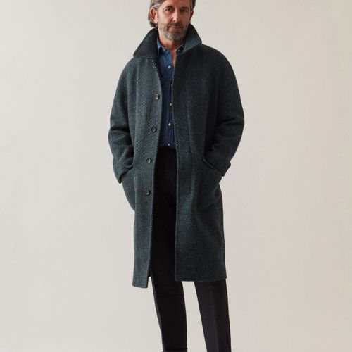 NELSON Tweed Raglan Coat Blue Blue